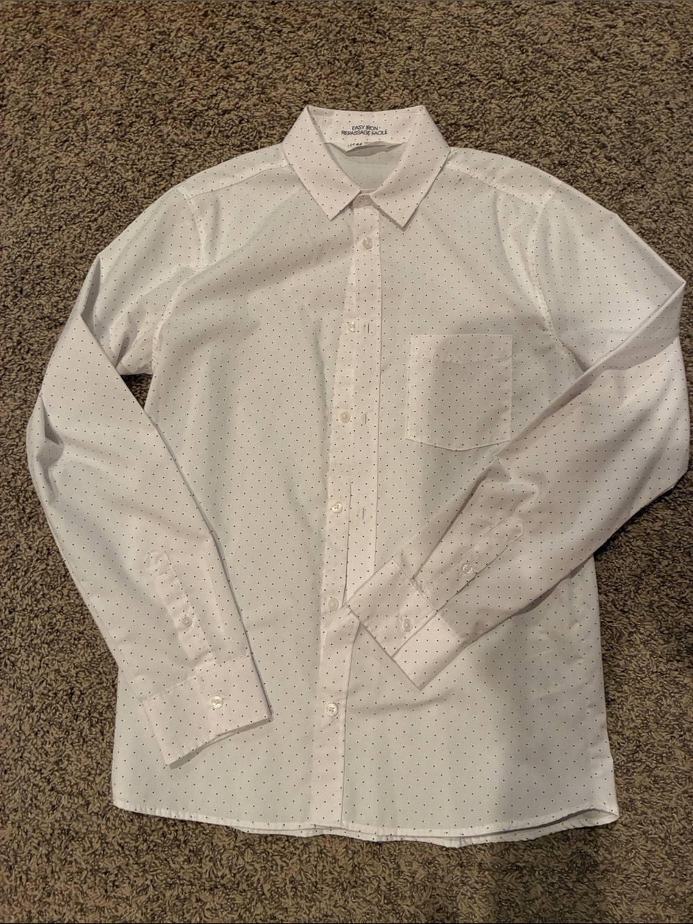 H&M White Dress Shirt with Tiny Navy Micro-Dots